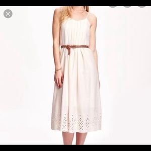 Old Navy Eyelet Hem Midi Dress - Color Navy Blue
